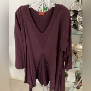 Oh My Gauze! Rich Eggplant V-Neck Top